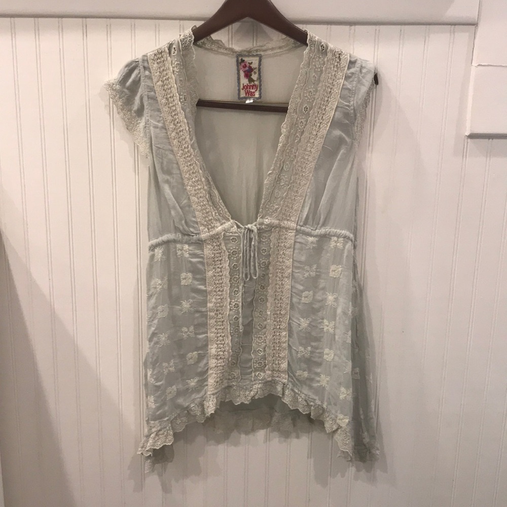 Johnny Was Grey Top Never Worn Size Small